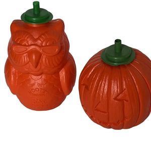 Vintage Rax restaurant child orange drinking cups BUNDLE of 2